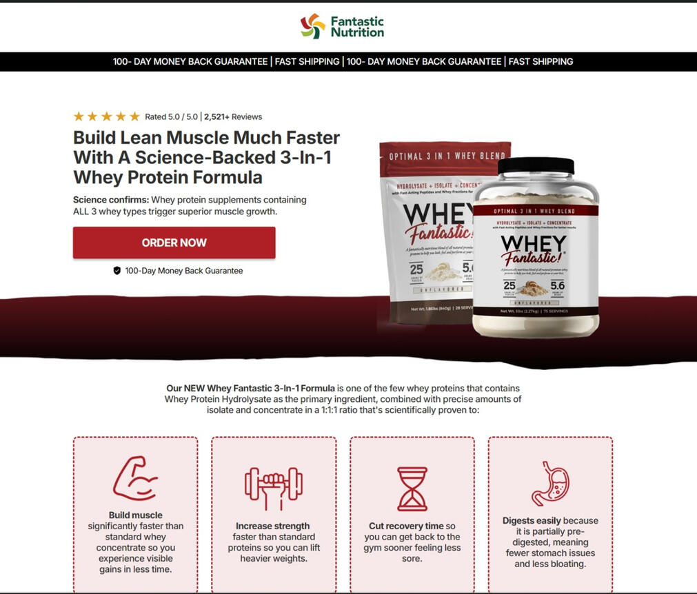 Landing Page For Whey Protein